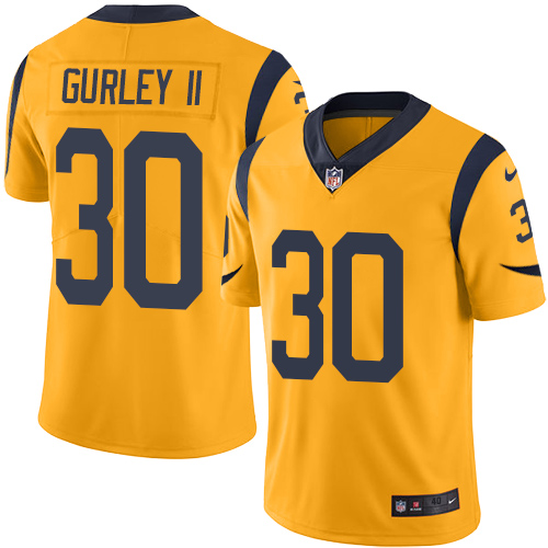 Men's Elite Todd Gurley Nike Jersey Gold - #30 Rush NFL Los Angeles Rams